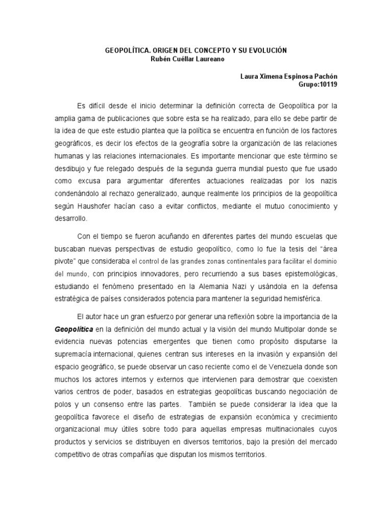 Evolución y Relevancia de la Geopolítica | PDF | Geopolítica | Política