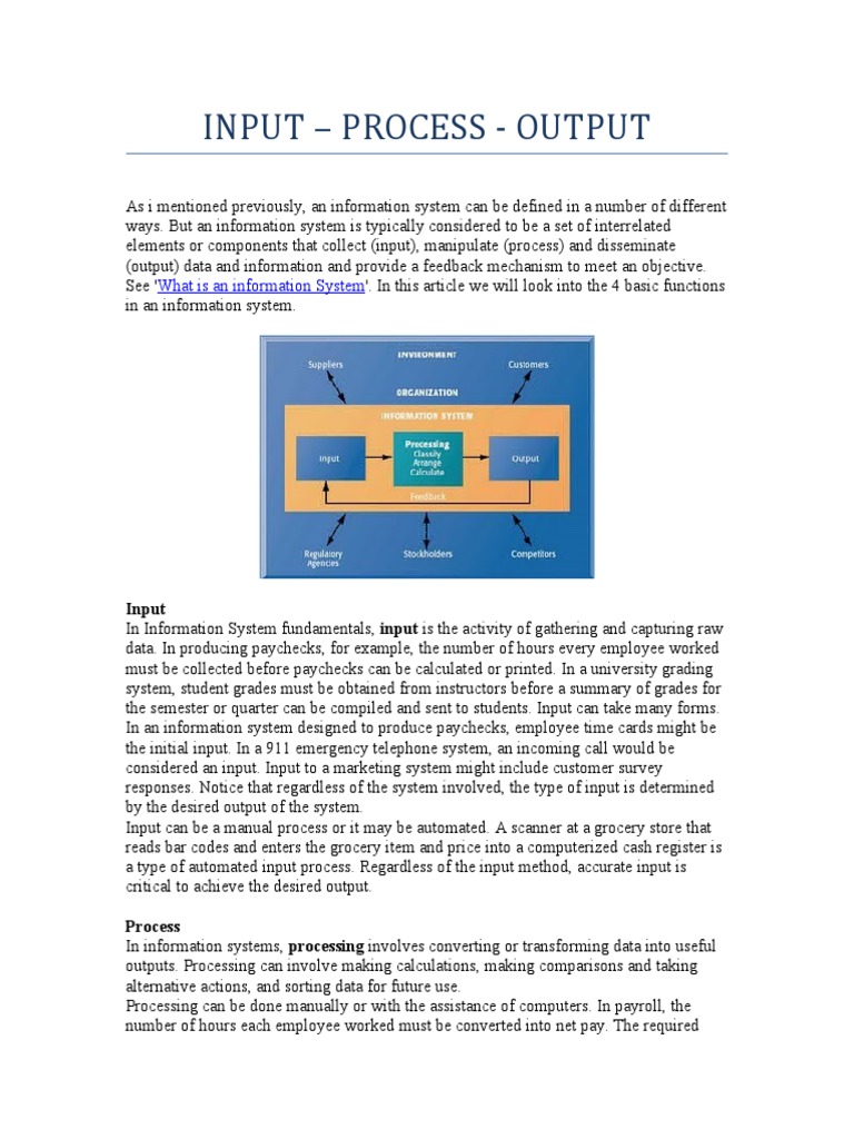Input Process Output | PDF | Payroll | Computer Science