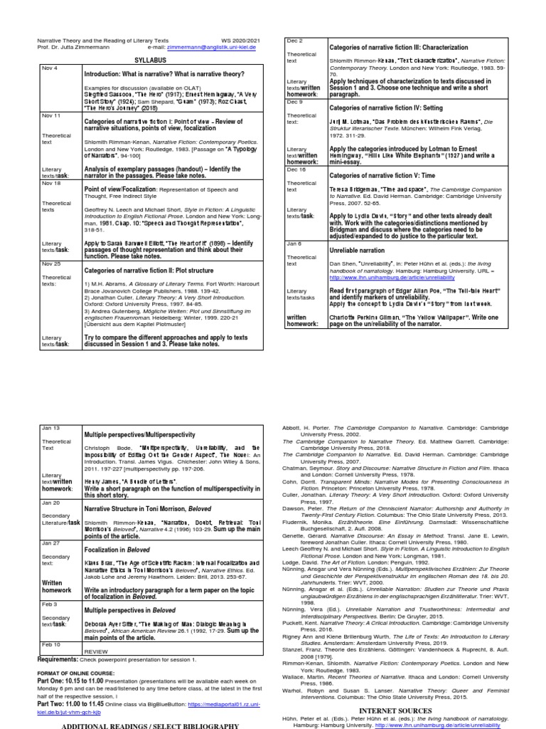 Syllabus+20 21 | PDF | Narration