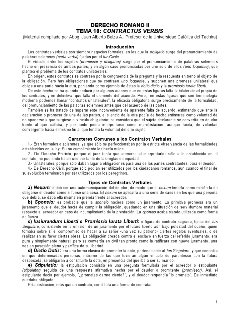 El Contrato De Stipulatio En Derecho Romano – BLGQMG