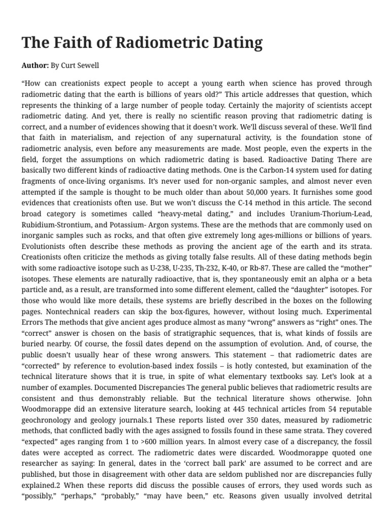 The Faith of Radiometric Dating - Creation Moments | PDF | Geology ...