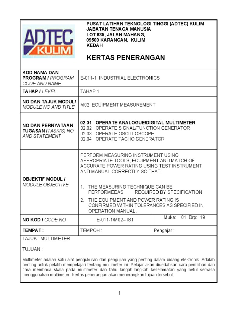 Cara Guna Multimeter PDF