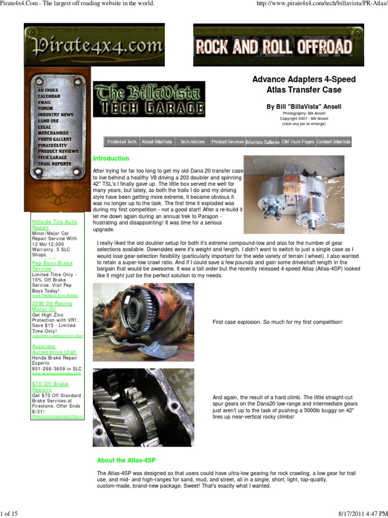 Advance Adapters 4Speed Atlas Transfer Case by Bill "Billavista" Ansell PDF Manual