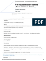 Procedure For Calibration of Calculator. Quality Assurance - Pharmaceutical Guidance