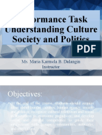 Performance Task Understanding Culture Society and Politics: Ms. Maria Karmela B. Dalangin Instructor