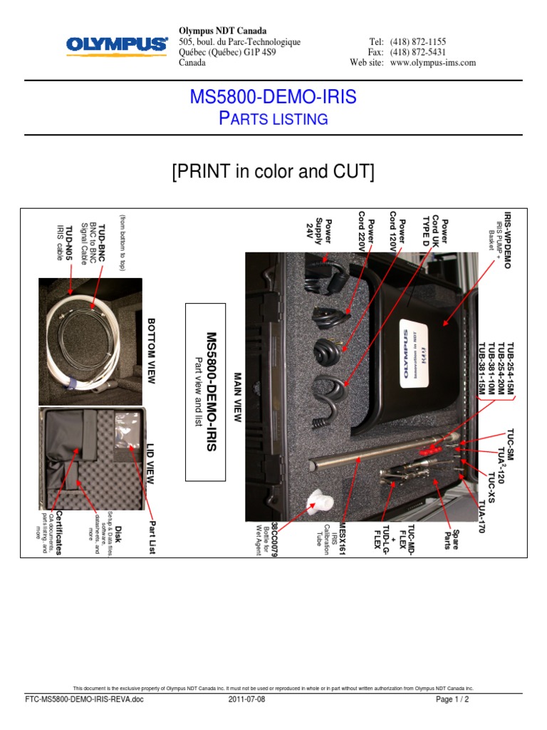 MS5800-DEMO-IRIS P: (PRINT in Color and CUT) | PDF | Equipment