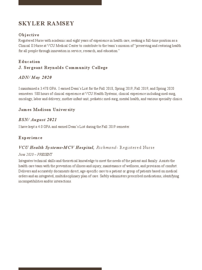 Jmu Resume PDF Nursing Patient