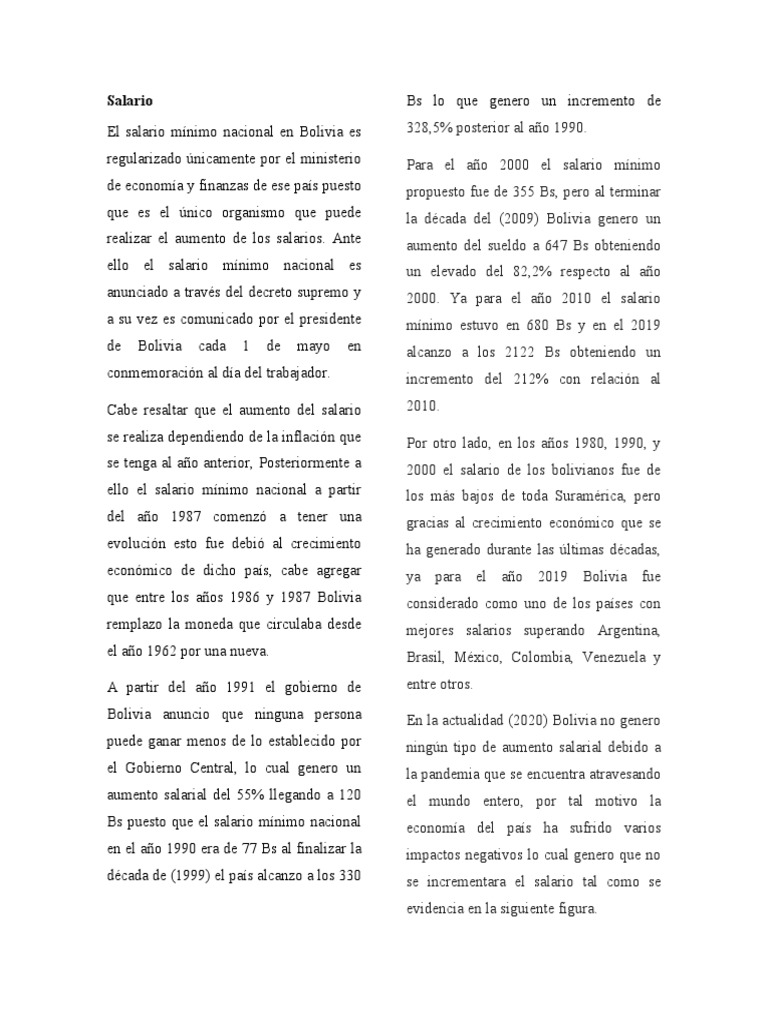 Yeraldo Ensayo | PDF | Bolivia | Salario mínimo