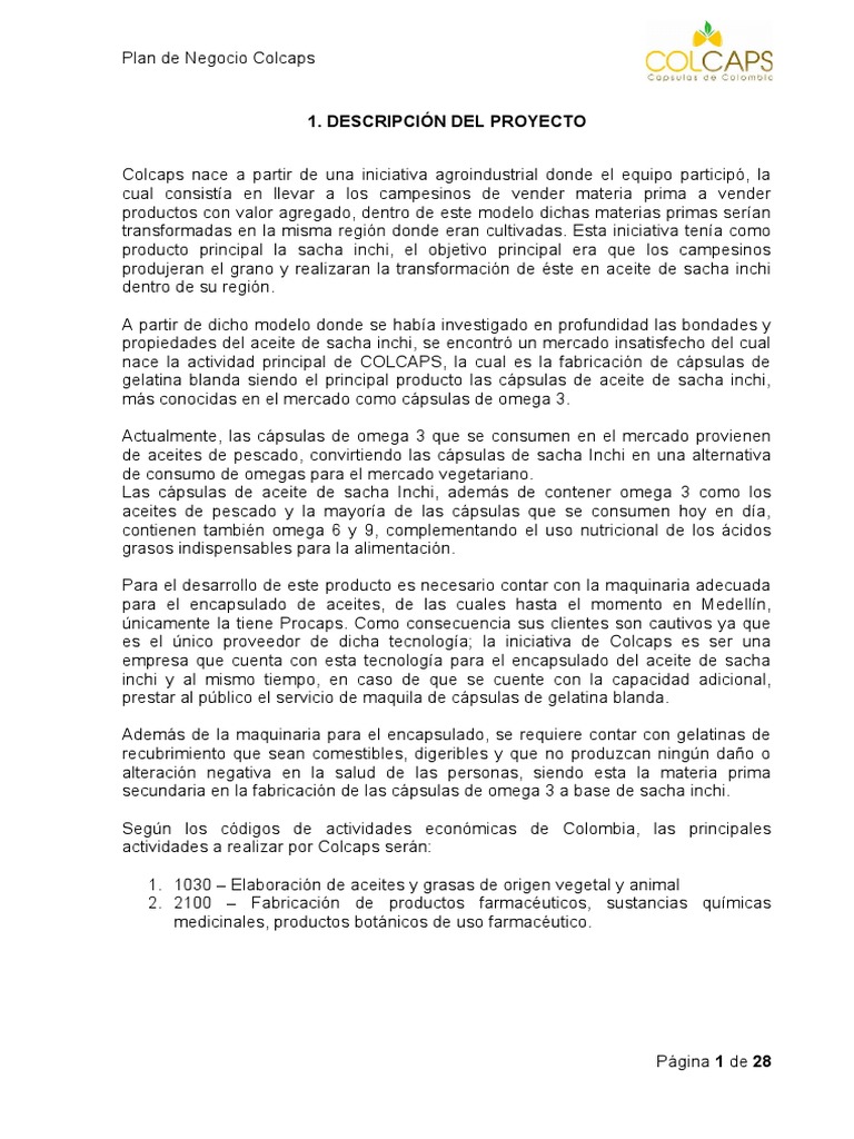 Plan de Negocio | PDF | Ácido Graso Omega 3 | Petróleo