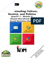 Understanding Culture, Society, and Politics: Quarter 1 - Module 3: Human Biocultural and Social Evolution (Part I)