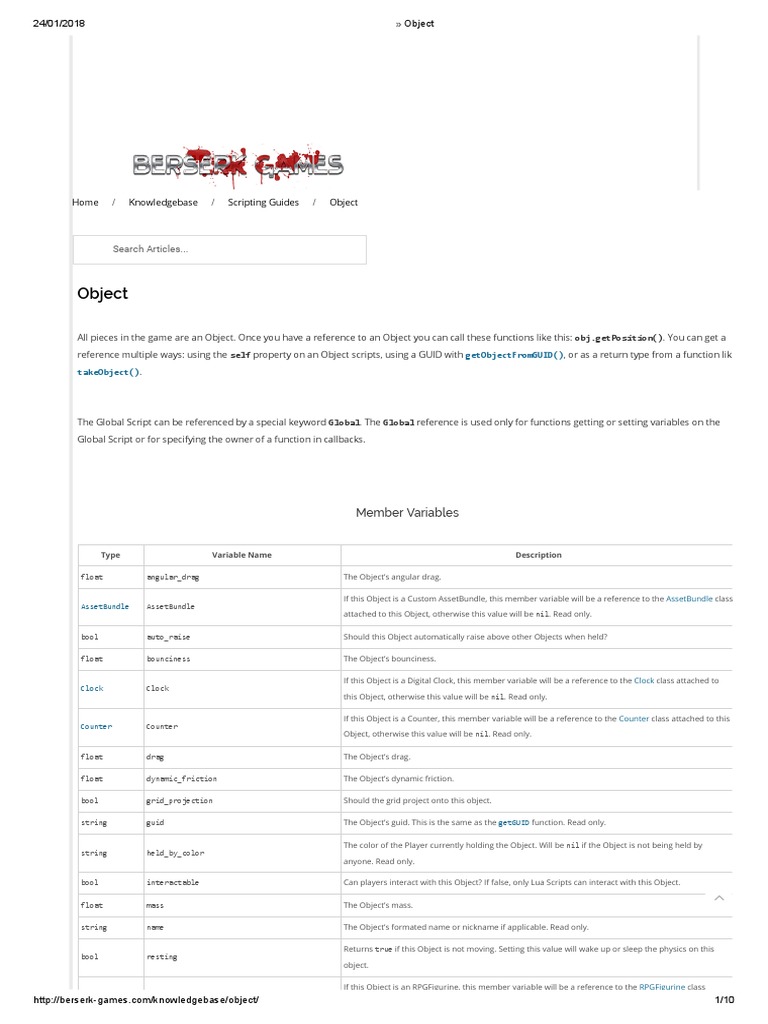 Tabletop Simulator Script Object | PDF | Rotation Around A Fixed Axis ...