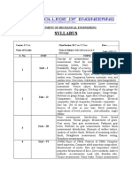 Syllabus: Department of Mechanical Engineering