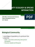 Community Ecology & Species Interaction: ZGE 4301-Environmental Sciences Dept of Biological Sciences UE - Manila