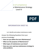Unit of competence Determine Maintenance Strategy Level IV
