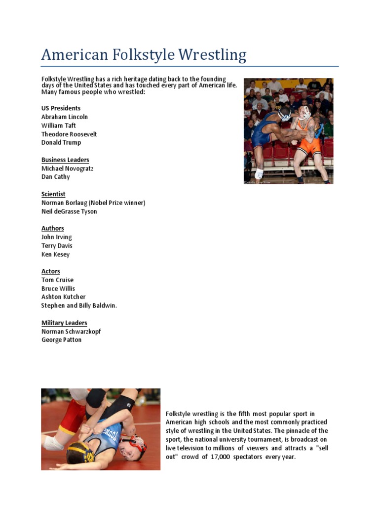 American Folkstyle Wrestling PDF Sports Entertainment Sports