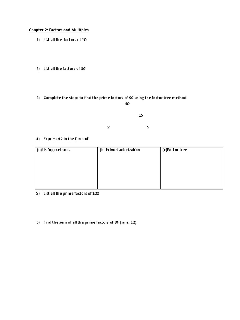 Chapter 2 - Factors and Multiples | PDF | Factorization | Arithmetic
