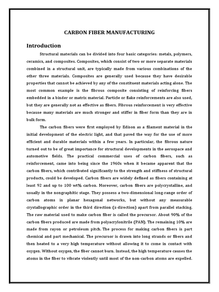 Carbon Fiber Manufacturing Processes Explained | PDF | Fibers | Carbon