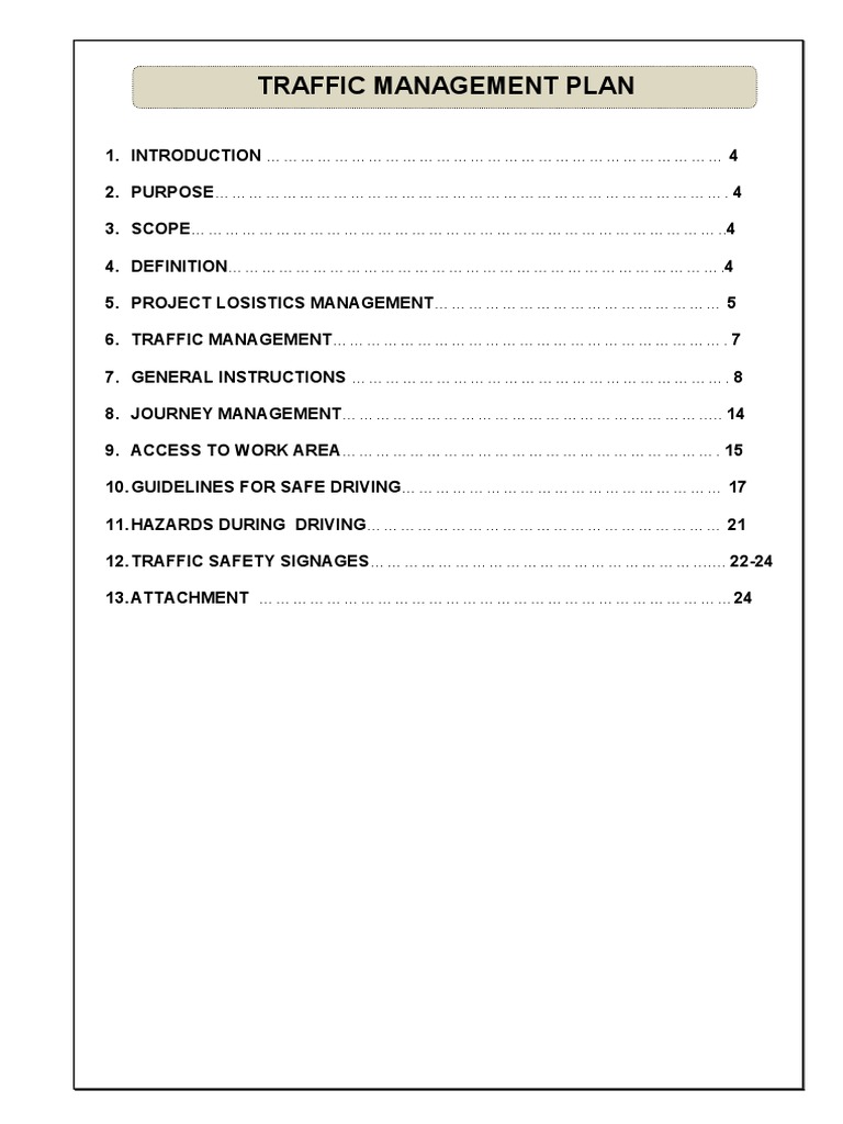 Transport Management Plan PDF Traffic Vehicles