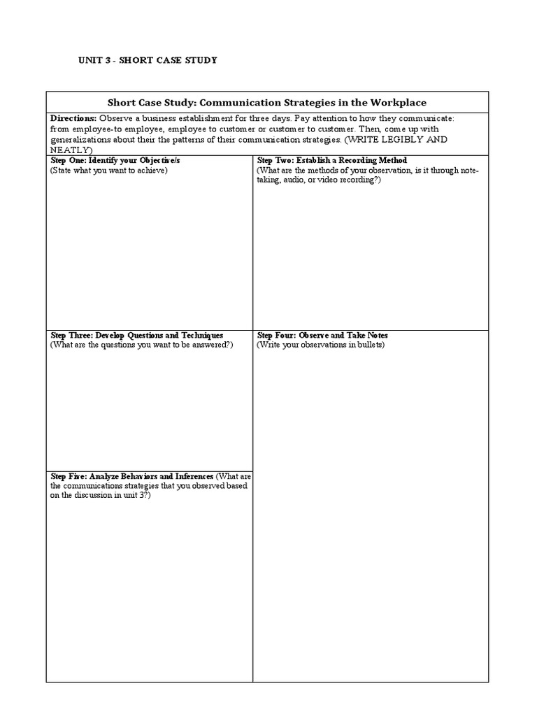 Short Case Study Communication Strategies in The Workplace PDF