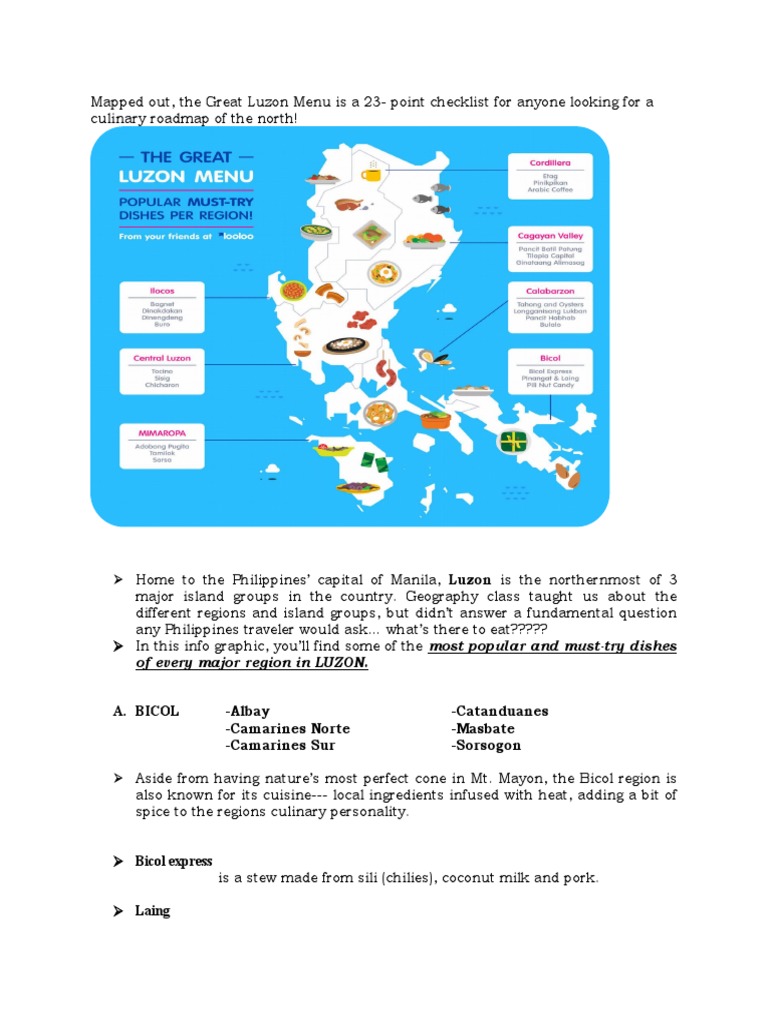 Luzon's Must-Try Culinary Delights | PDF | Southeast Asian Cuisine ...