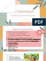 SS Worksheet: Brief Review For SS Semestral Assessment Task