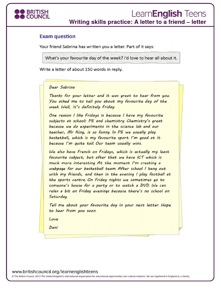 write a letter to your friend in french pdf