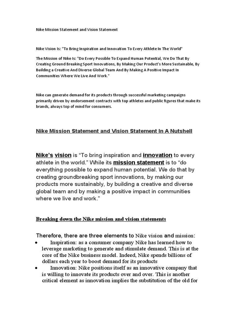 nikes mission statement