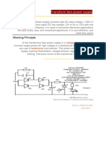 Power Supply Ransform Lees T: Working Principle