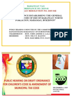 Public Hearing On Proposed Increases in Barangay Fees, Charges & Revenues