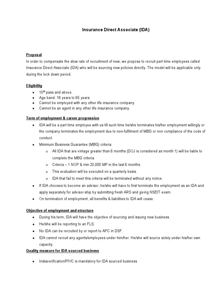 Insurance Direct Associate Proposal | PDF | Employment | Salary