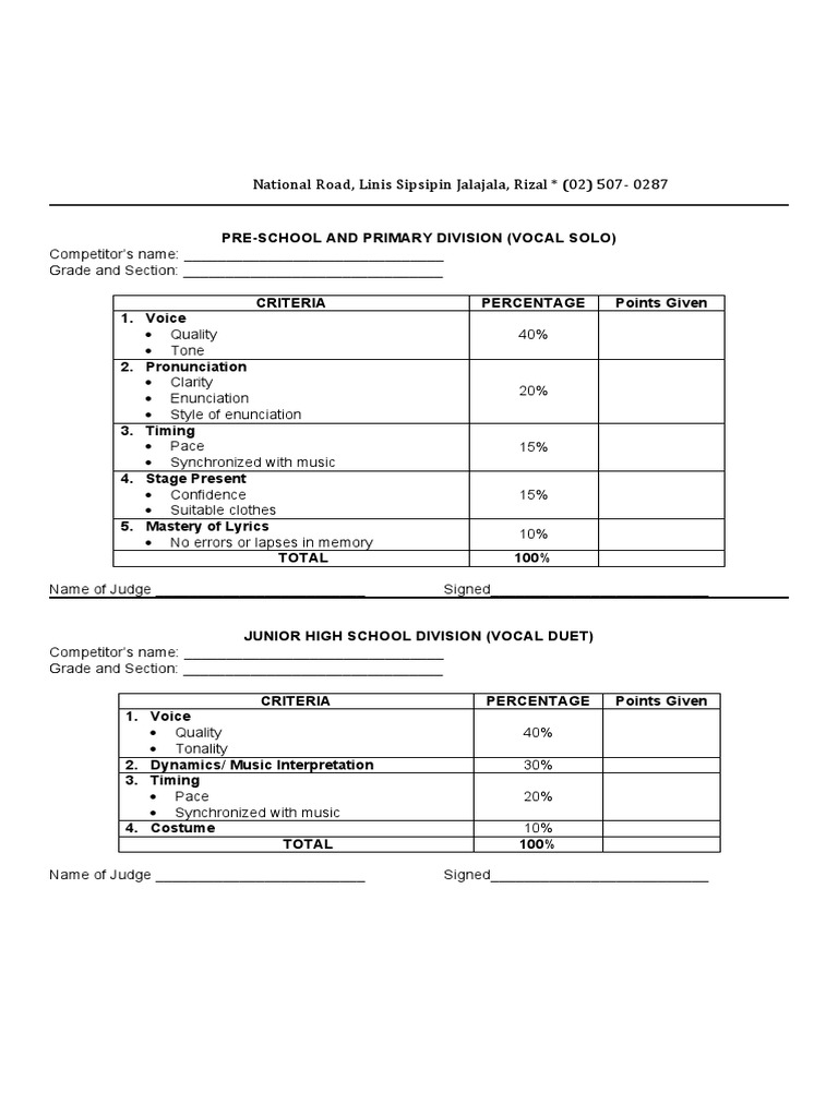 Criteria Music Contest PDF