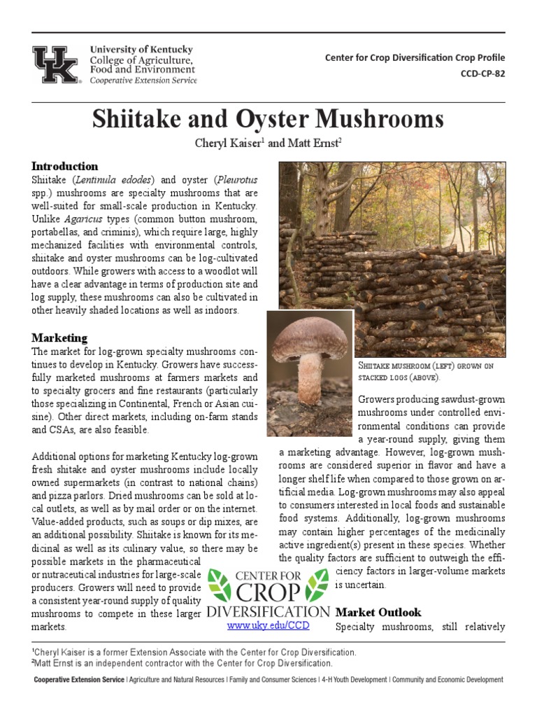 Shiitake and Oyster Mushrooms PDF Forestry And Timber Agriculture