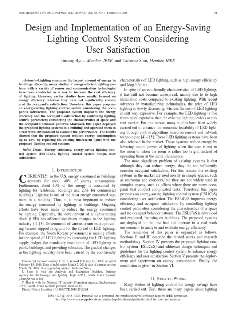 Energy-Saving Lighting Control System | PDF | Lighting | Building ...