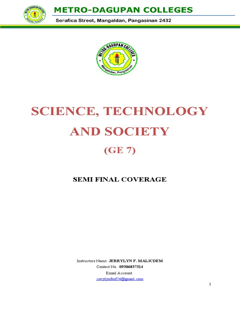 Science, Technology and Society PDF Virtue Happiness