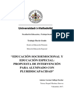 Educación Socioemocional y Educación Especial Propuesta de Intervención para Alumnado Con Pluridiscapacidad" PDF