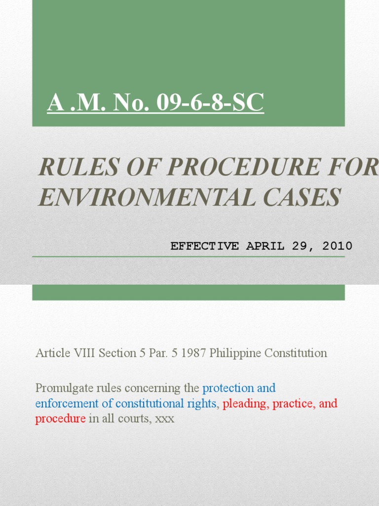 Rules of Procedure in Environmental Cases PDF Injunction Lawsuit