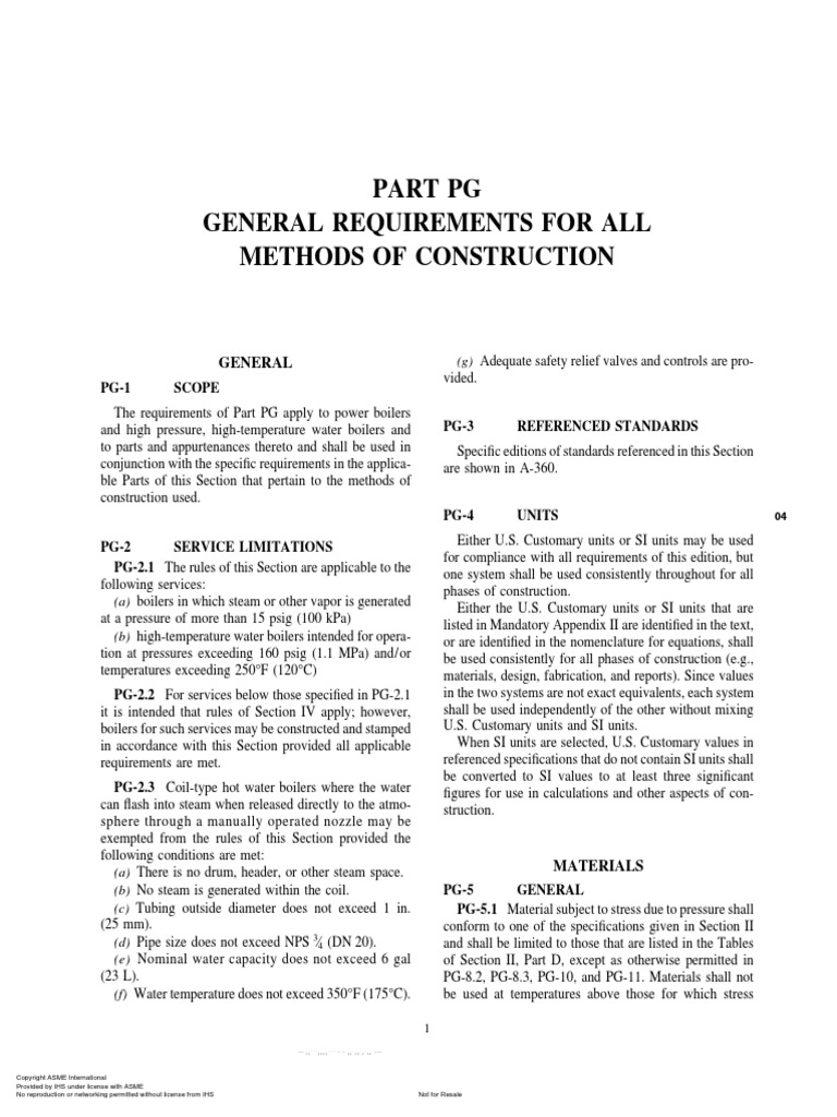 Asme Sec I PT PG General 2005 PDF | PDF | Pipe (Fluid Conveyance) | Steel
