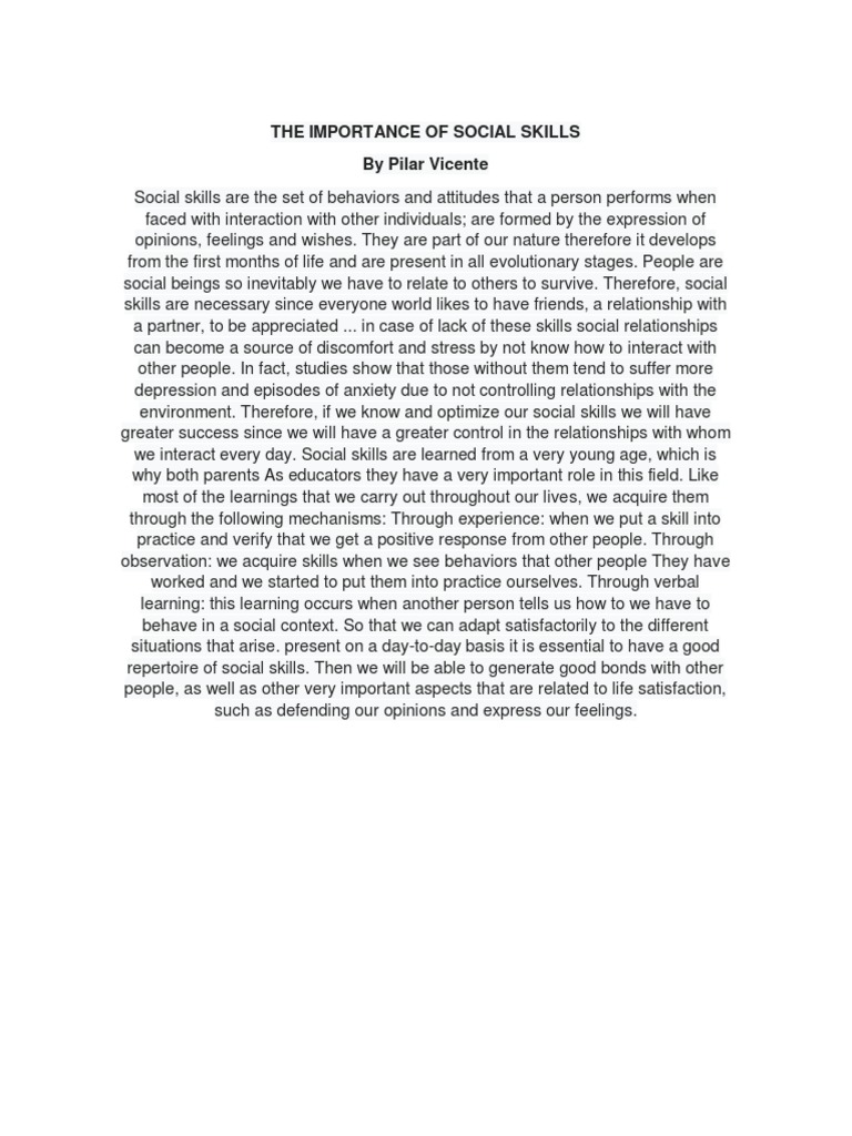 The Importance of Social Skills | PDF