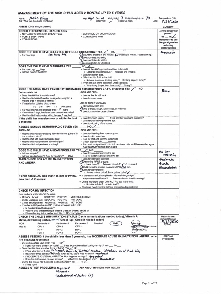 Manansala - IMCI Form PDF | PDF