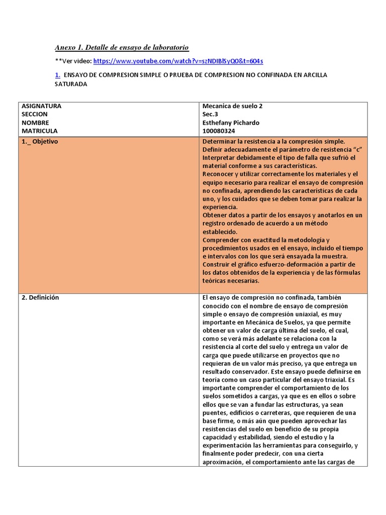 Prueba de Compresión Simple en Arcilla | PDF | Ensayos | Mecánica de suelos