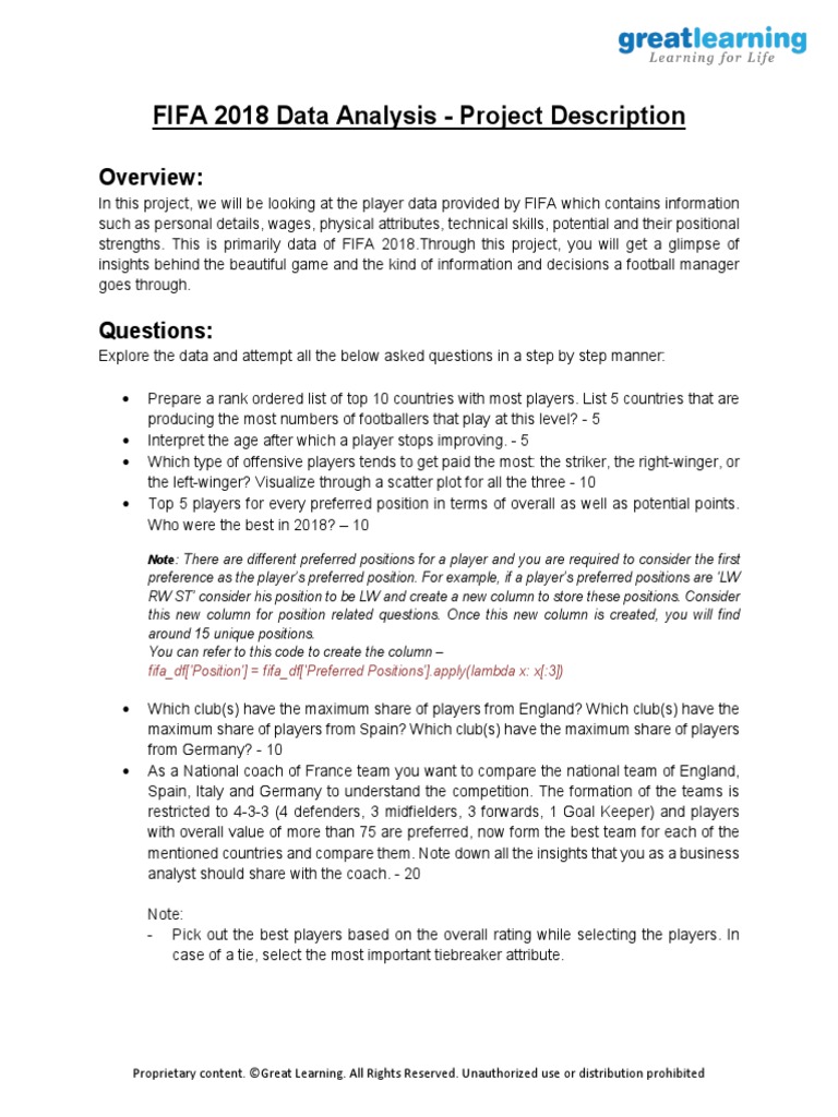 Additional Project Problem Statement - FIFA Data Analysis | PDF | Data ...