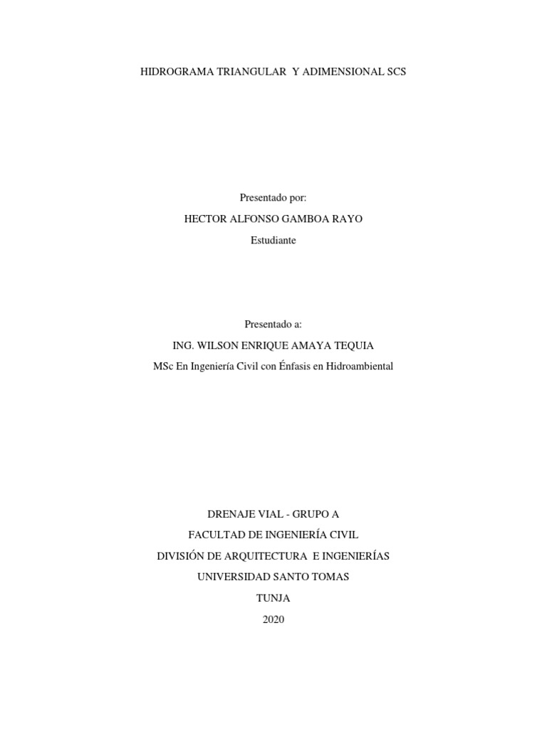 Hidrograma Triangular y SCS Adimensional | PDF | Ingeniero civil ...