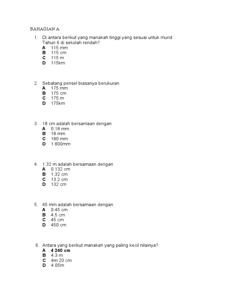 Soalan Latihan Pengukuran Pdf
