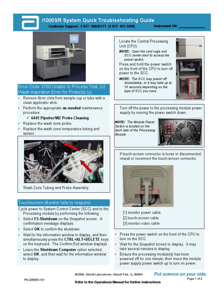 i1000SR System Quick Troubleshooting Guide | PDF | Touchscreen ...