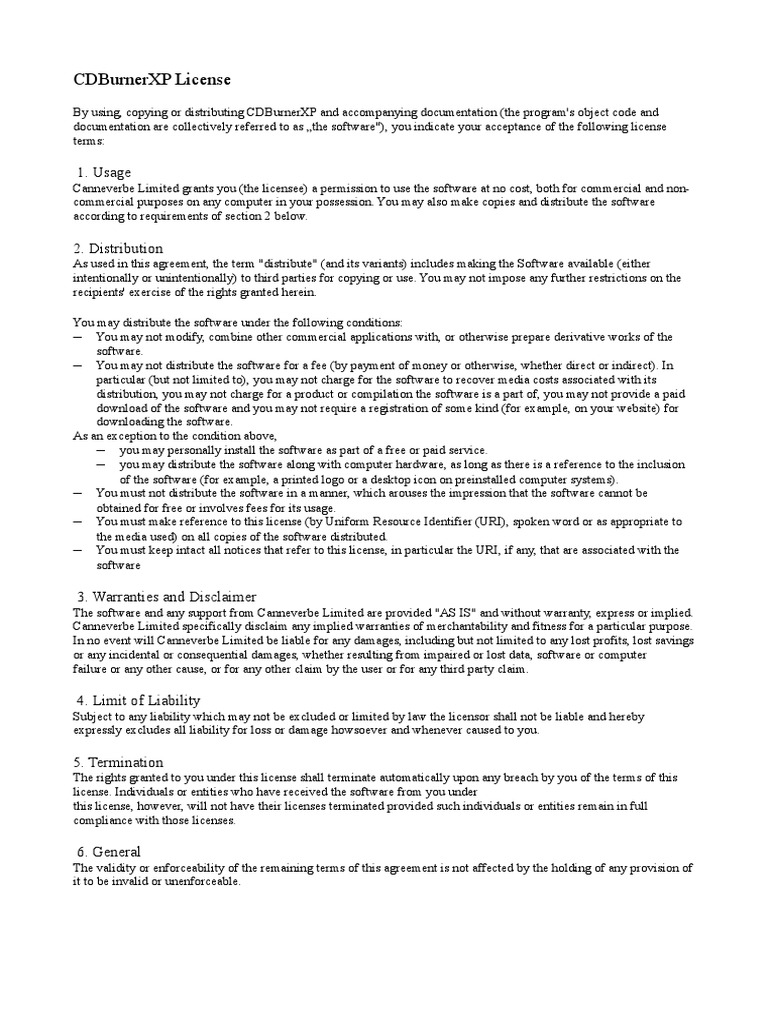 Cdburnerxp License 1. Usage Download Free PDF License Software