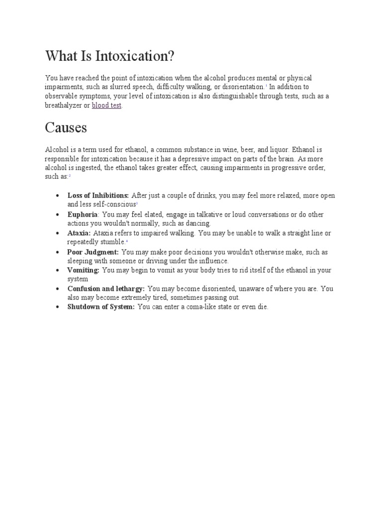 Understanding Intoxication Effects | PDF