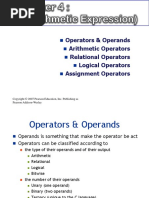 Operators & Operands Arithmetic Operators Relational Operators Logical Operators Assignment Operators