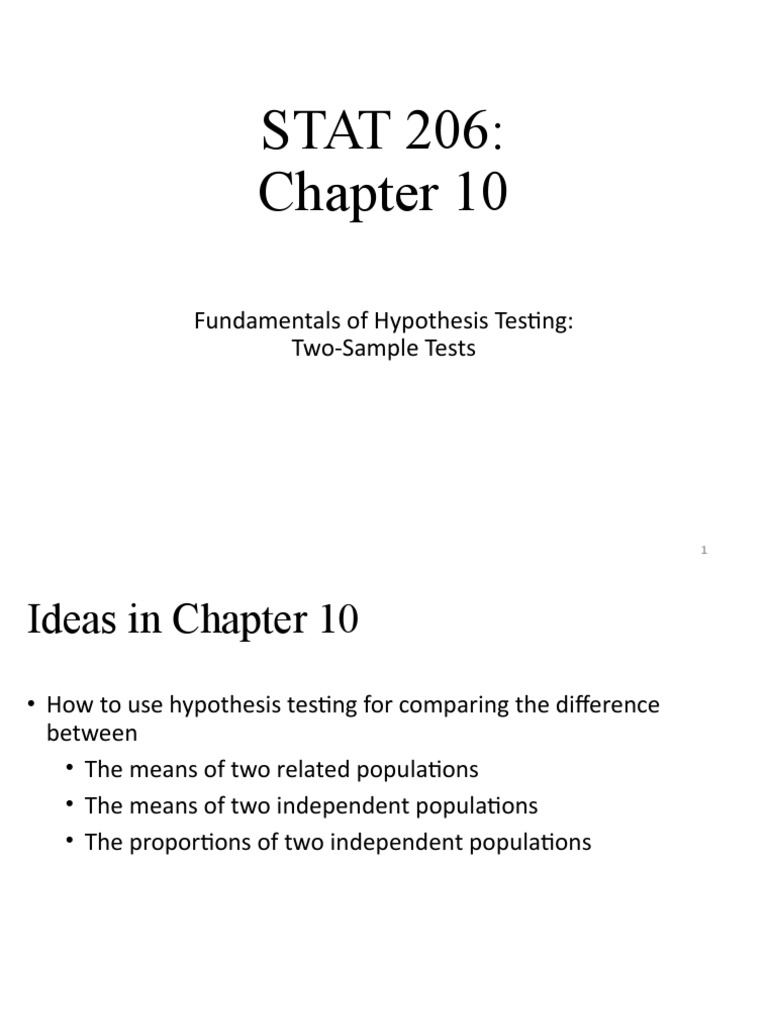 Hypothesis Testing for Two Samples | PDF | P Value | Confidence Interval