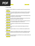 Questionnaire For MS Excel 2016 (Part 4)