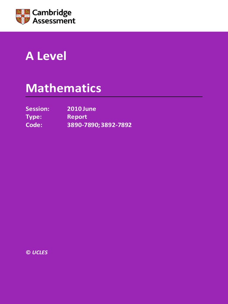 2010j Mathematics Alevel Report | PDF | Quadratic Equation | Numbers